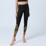 Buddha Stones Delicate Warm Tones Flower Leaf Pattern Print Gym Leggings Women's Yoga Pants