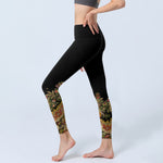Buddha Stones Delicate Warm Tones Flower Leaf Pattern Print Gym Leggings Women's Yoga Pants