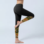 Buddha Stones Delicate Warm Tones Flower Leaf Pattern Print Gym Leggings Women's Yoga Pants
