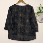 Buddha Stones Spring V-Neck Printed Floral Pattern Women's Long Sleeve Shirt