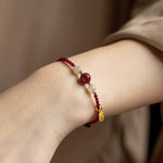 Buddha Stones Fu Character Hetian Jade Bead Om Mani Padme Hum Cinnabar Red String Prosperity Bracelet