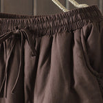Buddha Stones Flower Pattern Cotton Polyester Embroidery Thick Women's Pants With Pockets