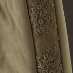Buddha Stones Flower Pattern Cotton Polyester Embroidery Thick Women's Pants With Pockets