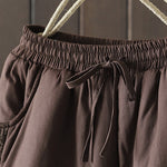 Buddha Stones Flower Pattern Cotton Polyester Embroidery Thick Women's Pants With Pockets