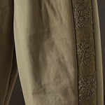 Buddha Stones Flower Pattern Cotton Polyester Embroidery Thick Women's Pants With Pockets