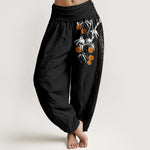 Buddha Stones Pure Cotton Brightly Colored Fruit Branches Pattern Women's Elastic Waist Harem Pants