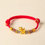 Buddha Stones Year of the Horse 999 Sterling Silver Plated Gold Braided String Rope Protection Bracelet