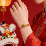 Buddha Stones Year of the Horse 999 Sterling Silver Plated Gold Braided String Rope Protection Bracelet