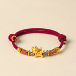 Buddha Stones Year of the Horse 999 Sterling Silver Plated Gold Braided String Rope Protection Bracelet