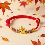 Buddha Stones Year of the Horse 999 Sterling Silver Plated Gold Braided String Rope Protection Bracelet