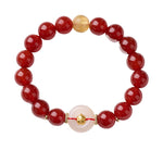 Buddha Stones Chinese Zodiac Year Of The Horse Peace Buckle Red Agate White Chalcedony Confidence Bracelet