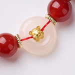 Buddha Stones Chinese Zodiac Year Of The Horse Peace Buckle Red Agate White Chalcedony Confidence Bracelet