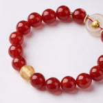 Buddha Stones Chinese Zodiac Year Of The Horse Peace Buckle Red Agate White Chalcedony Confidence Bracelet
