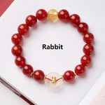 Buddha Stones Chinese Zodiac Year Of The Horse Peace Buckle Red Agate White Chalcedony Confidence Bracelet