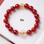 Buddha Stones Chinese Zodiac Year Of The Horse Peace Buckle Red Agate White Chalcedony Confidence Bracelet