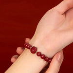 Buddha Stones Chinese Zodiac Year Of The Horse Carved Cinnabar Peaceful Blessing Bracelet
