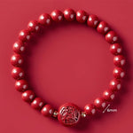 Buddha Stones Chinese Zodiac Year Of The Horse Carved Cinnabar Peaceful Blessing Bracelet