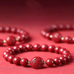 Buddha Stones Chinese Zodiac Year Of The Horse Carved Cinnabar Peaceful Blessing Bracelet