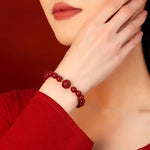 Buddha Stones Chinese Zodiac Year Of The Horse Carved Cinnabar Peaceful Blessing Bracelet