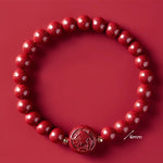 Buddha Stones Chinese Zodiac Year Of The Horse Carved Cinnabar Peaceful Blessing Bracelet