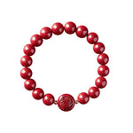 Buddha Stones Chinese Zodiac Year Of The Horse Carved Cinnabar Peaceful Blessing Bracelet