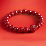 Buddha Stones Chinese Zodiac Year Of The Horse Carved Cinnabar Peaceful Blessing Bracelet