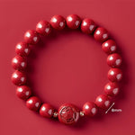Buddha Stones Chinese Zodiac Year Of The Horse Carved Cinnabar Peaceful Blessing Bracelet