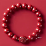 Buddha Stones Chinese Zodiac Year Of The Horse Carved Cinnabar Peaceful Blessing Bracelet