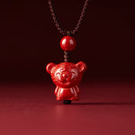 Buddha Stones Year Of The Horse Chinese Zodiac Engraved Design Cinnabar Blessing Rope Necklace Pendants