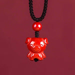 Buddha Stones Year Of The Horse Chinese Zodiac Engraved Design Cinnabar Blessing Rope Necklace Pendants