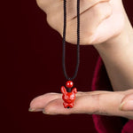 Buddha Stones Year Of The Horse Chinese Zodiac Engraved Design Cinnabar Blessing Rope Necklace Pendants