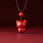 Buddha Stones Year Of The Horse Chinese Zodiac Engraved Design Cinnabar Blessing Rope Necklace Pendants
