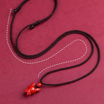 Buddha Stones Year Of The Horse Chinese Zodiac Engraved Design Cinnabar Blessing Rope Necklace Pendants