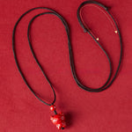 Buddha Stones Year Of The Horse Chinese Zodiac Engraved Design Cinnabar Blessing Rope Necklace Pendants