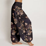 Buddha Stones Pure Cotton Cherry Blossom Women's Elastic Waist Harem Pants