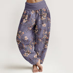 Buddha Stones Pure Cotton Cherry Blossom Women's Elastic Waist Harem Pants