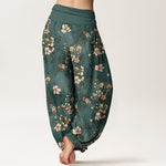 Buddha Stones Pure Cotton Cherry Blossom Women's Elastic Waist Harem Pants
