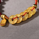 Buddha Stones Five-Emperor Coins Copper Amethyst Cinnabar Black Red String Balance Attract Fortune Bracelet