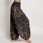Buddha Stones Pure Cotton Blooming Flowers Branches Leaves Women's Elastic Waist Harem Pants
