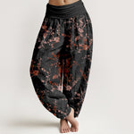 Buddha Stones Pure Cotton Blooming Flowers Branches Leaves Women's Elastic Waist Harem Pants
