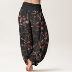 Buddha Stones Pure Cotton Blooming Flowers Branches Leaves Women's Elastic Waist Harem Pants