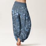 Buddha Stones Pure Cotton Blooming Flowers Branches Leaves Women's Elastic Waist Harem Pants