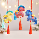 Buddha Stones Year Of The Horse Red String Embroidery Ingot Tassel Decoration