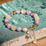 Buddha Stones Four Leaf Clover Amethyst Citrine Green Strawberry Quartz Rutilated Quartz Balance Bracelet