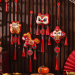 Buddha Stones Embroidery Year Of The Horse Fu Character Copper Coin Shape Red String Hanging Decoration
