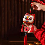 Buddha Stones Embroidery Year Of The Horse Fu Character Copper Coin Shape Red String Hanging Decoration