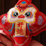 Buddha Stones Embroidery Year Of The Horse Fu Character Copper Coin Shape Red String Hanging Decoration