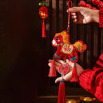 Buddha Stones Embroidery Year Of The Horse Fu Character Copper Coin Shape Red String Hanging Decoration