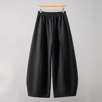 Buddha Stones Plain Cotton Lace-Up Design Thick Women's Pants With Pockets