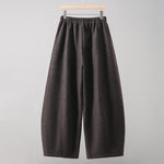 Buddha Stones Plain Cotton Lace-Up Design Thick Women's Pants With Pockets